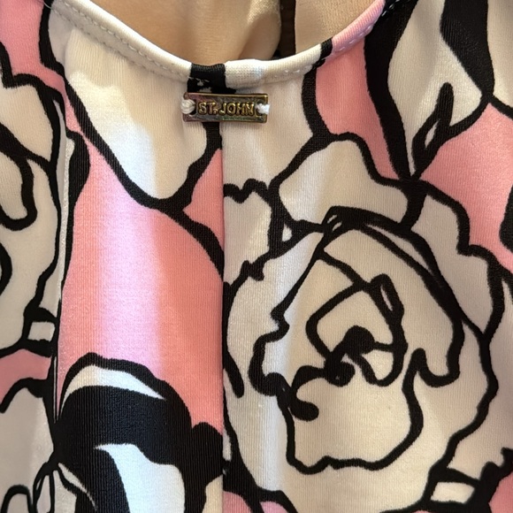 St. John Floral Pink Black White Double Strap One Piece High Cut Swim Suit 8 - Picture 3 of 11